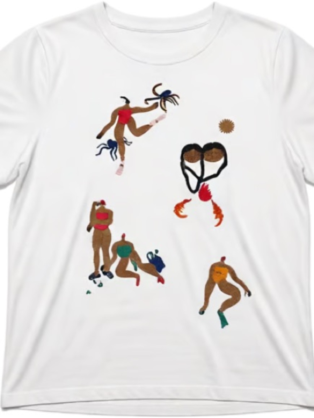 Zara White Graphic T‑Shirt with Multicolor Figures